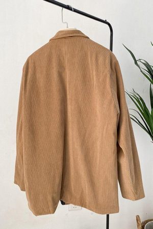 Style Core Aesthetics, New Style Trends - Dark Academia Corduroy Long Jacket