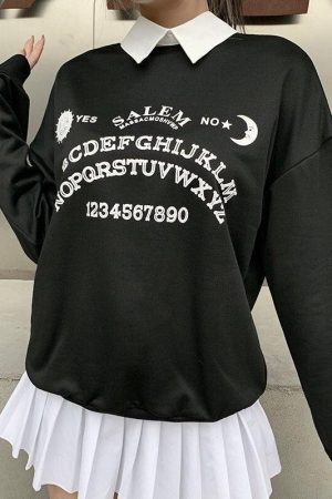Style Core Aesthetics, New Style Trends - Dark Academia Letter Print Sweatshirt