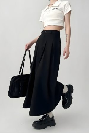 Style Core Aesthetics, New Style Trends - Dark Academia Pleated Midi Skirt