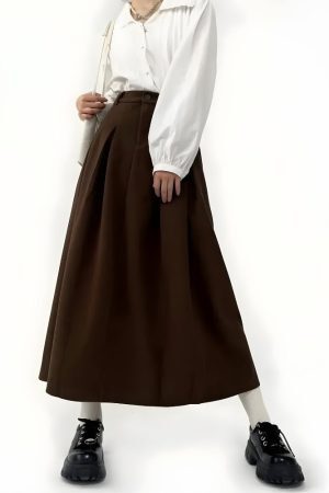 Style Core Aesthetics, New Style Trends - Dark Academia Pleated Midi Skirt