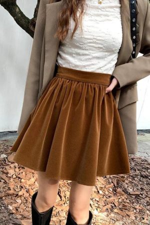 Style Core Aesthetics, New Style Trends - Dark Academia Velvet Mini Skirt