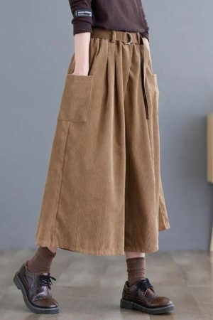 Style Core Aesthetics, New Style Trends - Dark Academia Wide Leg Corduroy Pants