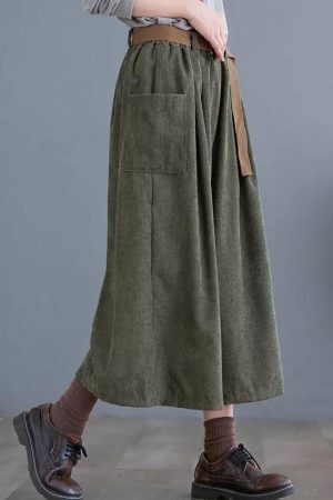 Style Core Aesthetics, New Style Trends - Dark Academia Wide Leg Corduroy Pants