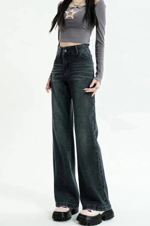 Style Core Aesthetics, New Style Trends - Dark Wash Straight Leg Denim Jeans