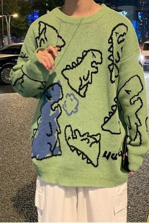 Style Core Aesthetics, New Style Trends - Dinosaur Knitted Sweater