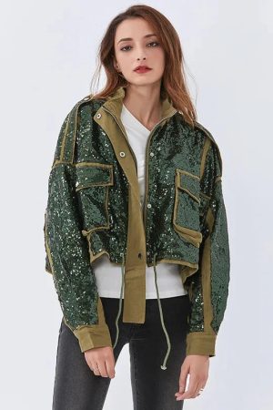 Style Core Aesthetics, New Style Trends - Disco Cowgirl Sequined Zip-Up Jacket