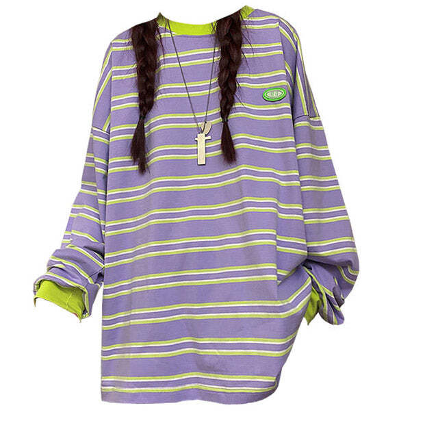 Style Core Aesthetics, New Style Trends - Drain You Striped Sweatshirt