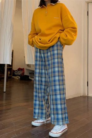 Style Core Aesthetics, New Style Trends - Elasticated Waist Checkered Sweatpants