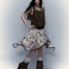 Style Core Aesthetics, New Style Trends - Fairy Grunge Floral Asymmetric Midi Skirt