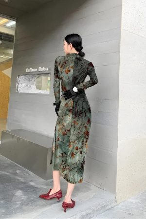 Style Core Aesthetics, New Style Trends - Fairycore Floral Slit Qipao Mini Dress
