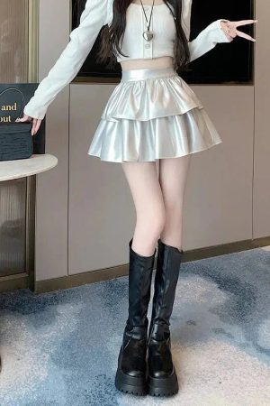 Style Core Aesthetics, New Style Trends - Faux Leather A-Line Mini Skirt