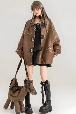Style Core Aesthetics, New Style Trends - Faux Leather Oversized Jacket