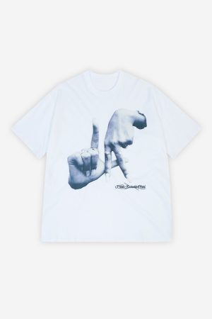Style Core Aesthetics, New Style Trends - Finger Cross Y2K Oversize T-Shirt