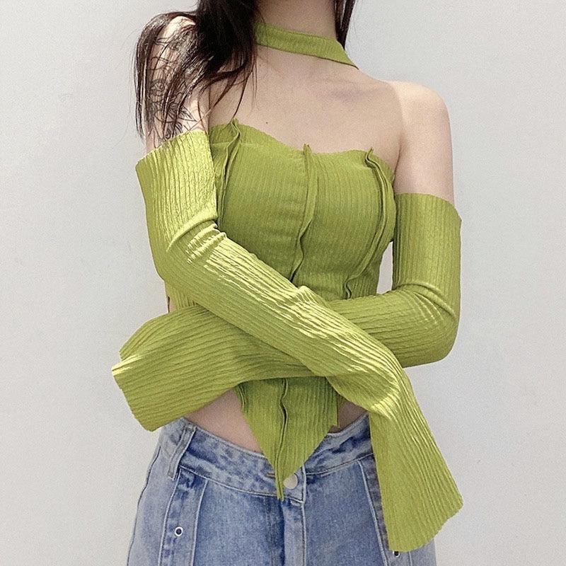 Style Core Aesthetics, New Style Trends - Flare Sleeved Halter Top