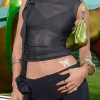 Style Core Aesthetics, New Style Trends - Flower Embellish Sheer Mesh Cropped Tank Top