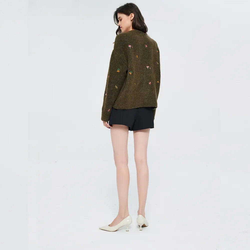 Style Core Aesthetics, New Style Trends - Goblincore Leaf Embroidery Cardigan
