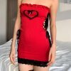 Style Core Aesthetics, New Style Trends - Goth Heart Lace Up Bodycon Mini Dress