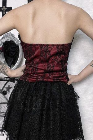 Style Core Aesthetics, New Style Trends - Goth Ribbon Detailed Corset Top
