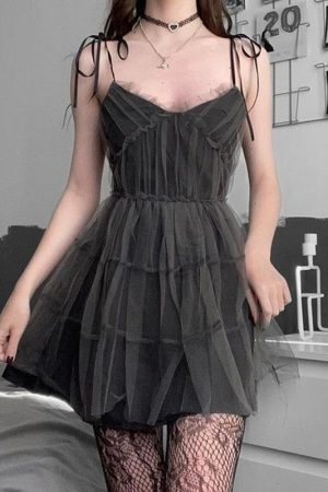 Style Core Aesthetics, New Style Trends - Goth Strap Patchwork Mini Dress