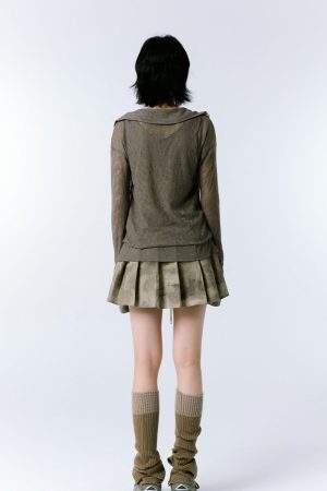 Style Core Aesthetics, New Style Trends - Grunge Asymmetric Long Sleeve Lace Top