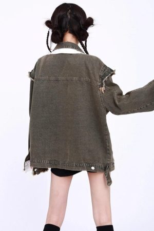 Style Core Aesthetics, New Style Trends - Grunge Button Up Oversized Denim Jacket