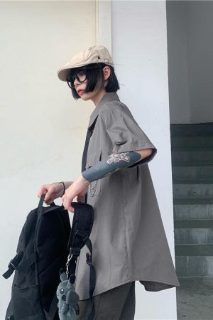 Style Core Aesthetics, New Style Trends - Grunge Detachable Sleeve Shirt
