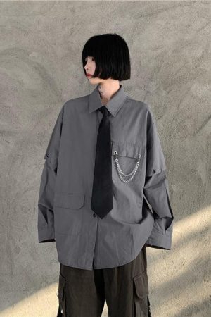 Style Core Aesthetics, New Style Trends - Grunge Detachable Sleeve Shirt