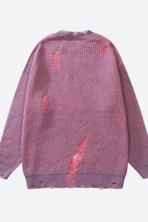 Style Core Aesthetics, New Style Trends - Grunge Distressed Knitted Sweater