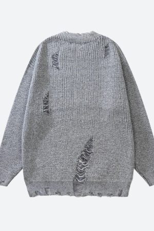 Style Core Aesthetics, New Style Trends - Grunge Distressed Knitted Sweater