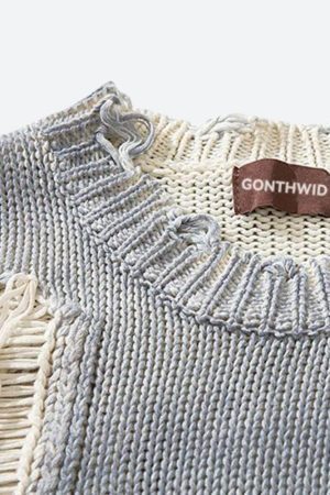 Style Core Aesthetics, New Style Trends - Grunge Tasseled Distressed Sweater