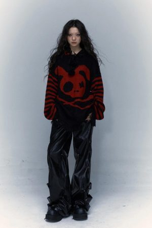 Style Core Aesthetics, New Style Trends - Grunge Tasseled Hooded Sweater