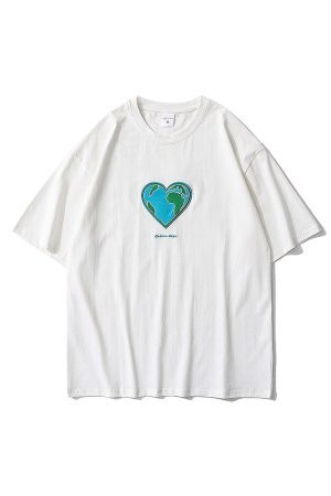 Style Core Aesthetics, New Style Trends - Heart Earth Embroidered Tee