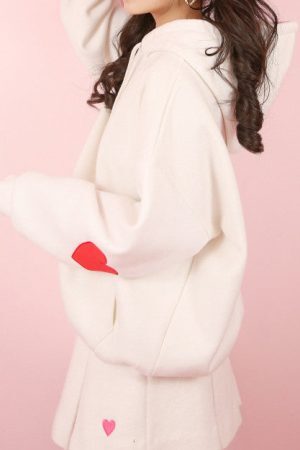 Style Core Aesthetics, New Style Trends - Heart Elbow Patch Hoodie
