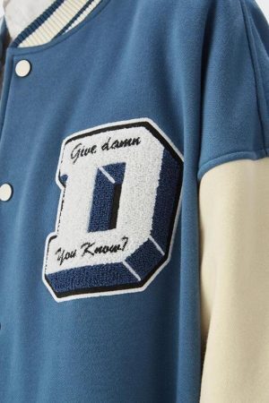 Style Core Aesthetics, New Style Trends - I Don't Give Damn Baseball Varsity Jacket