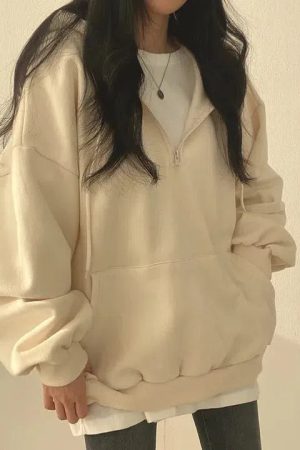 Style Core Aesthetics, New Style Trends - Indie Oversized Zip Up Hoodie