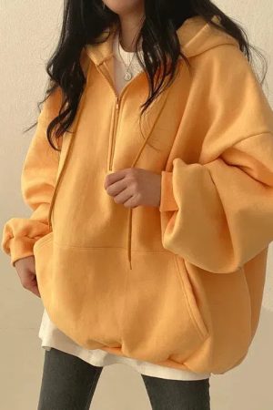 Style Core Aesthetics, New Style Trends - Indie Oversized Zip Up Hoodie
