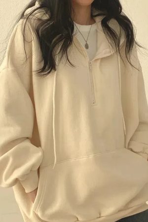 Style Core Aesthetics, New Style Trends - Indie Oversized Zip Up Hoodie