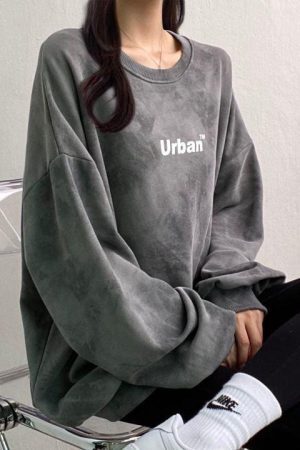 Style Core Aesthetics, New Style Trends - Indie Urban Print Longline Sweatshirt