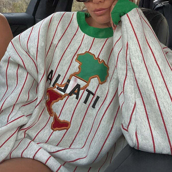 Style Core Aesthetics, New Style Trends - Italia Striped Vintage Sweatshirt