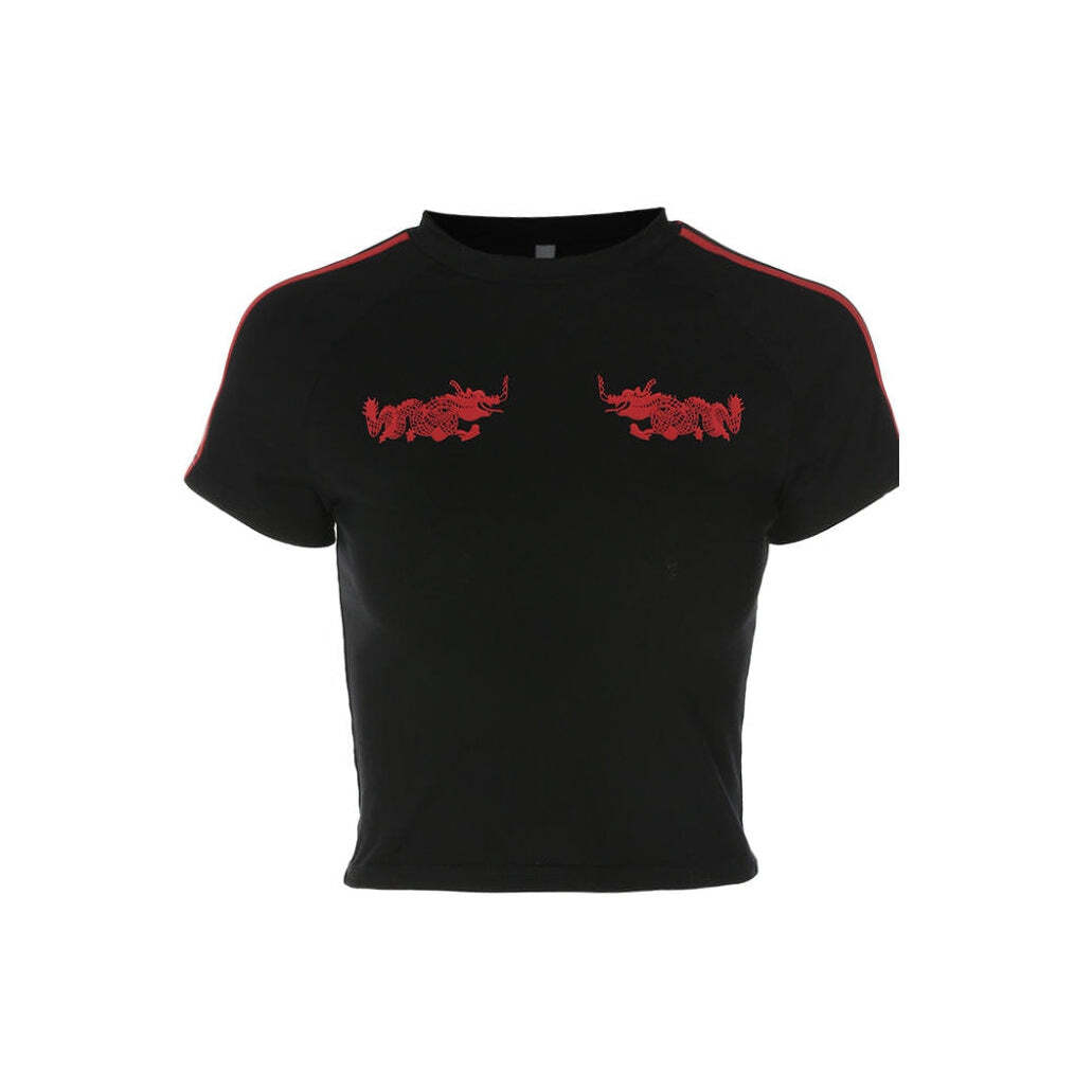 Style Core Aesthetics, New Style Trends - Japanese Dragon Crop Top