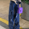 Style Core Aesthetics, New Style Trends - Jean boyfriend déchiré avec ceinture à nouer