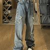 Style Core Aesthetics, New Style Trends - Jean boyfriend délavé vintage avec écusson étoile