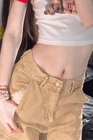 Style Core Aesthetics, New Style Trends - Jean boyfriend délavé vintage avec fermeture éclair