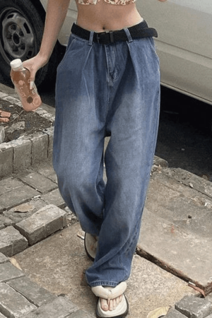 Style Core Aesthetics, New Style Trends - Jean boyfriend délavé Y2K