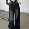 Style Core Aesthetics, New Style Trends - Jean boyfriend noir délavé à découpes