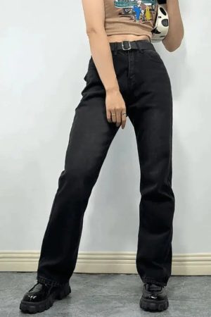 Style Core Aesthetics, New Style Trends - Jean boyfriend noir vintage délavé