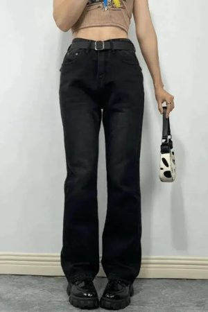 Style Core Aesthetics, New Style Trends - Jean boyfriend noir vintage délavé