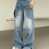 Style Core Aesthetics, New Style Trends - Jean cargo bleu fendu à boutons