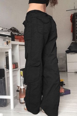 Style Core Aesthetics, New Style Trends - Jean cargo délavé à poches plaquées