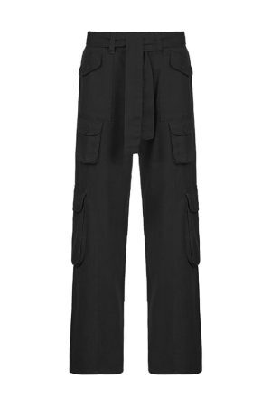 Style Core Aesthetics, New Style Trends - Jean cargo délavé à poches plaquées